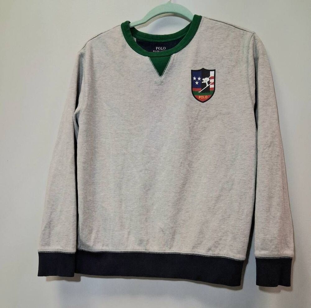 Polo ralph Lauren boys 14/16 large special edition ski sweatshirt gray